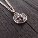 African Lion Charm Necklace - Solid 925 Sterling Silver - Courage Strength Gift for Her - Multiple Chain Options