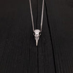 Raven Skull Necklace - Solid Cast 925 Sterling Silver - Polished Finish - Unisex Bird Skull Gift For Him or Her - Multiple Chain Options