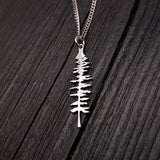 Silver Spruce Tree Silhouette Charm Sitka Pendant Necklace Solid Cast 925 Sterling Silver - Moon Raven Designs