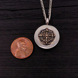 Compass Rose Cremation Necklace – Bronze Memorial Urn Pendant