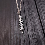 Silver Spruce Tree Silhouette Charm Sitka Pendant Necklace Solid Cast 925 Sterling Silver - Moon Raven Designs