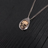 Human Skull Tear Drop Cremation Ash Urn Necklace - Bronze on Stainless Steel - Custom Engraved Personalized Mourning Urn