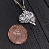 Brain Necklace Sterling Silver Anatomical Brain Neuro Jewelry Neurologist Gift Cerebral Cranium Medical Doctor Nurse Present Pendant