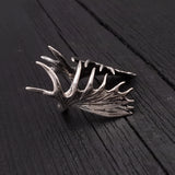 Moose Antler Wrap Ring Solid Cast 925 Sterling Silver - Moon Raven Designs