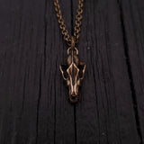 Tiny Grey Wolf Skull Charm Necklace - Moon Raven Designs 