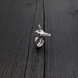 Unicorn Skull Ring - Solid Hand Cast Silver Plated Bronze - Polished Oxidised Finish - Sizes 5 to 11 Available - Rare Unique Gift for Her