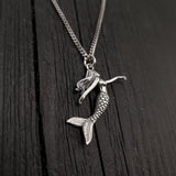 Mermaid Charm Pendant Necklace - Solid Hand Cast 925 Sterling Silver - Three Dimensional Detail - Multiple Chain Options - Jewelry Gift