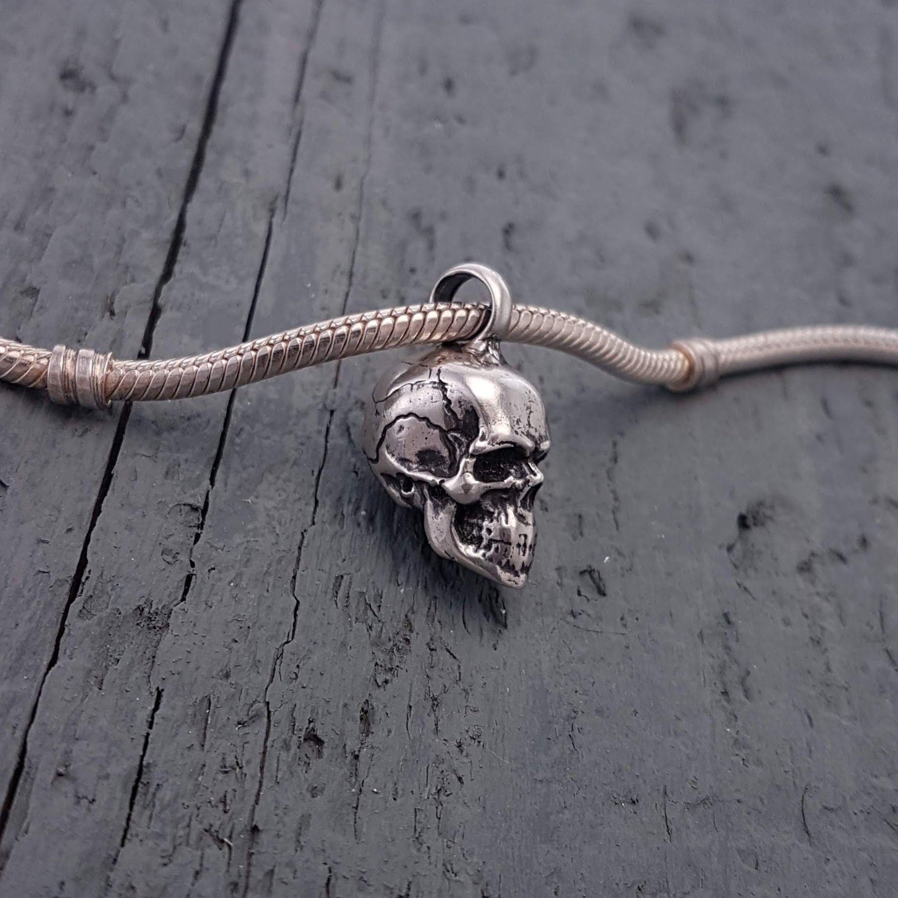 Human Skull Cremation Ash Urn Charm Necklace - Moon Raven Designs