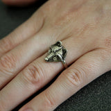 Wolf Face Ring Adjustable Sterling Silver | Small Animal Jewelry for Women