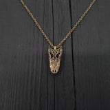 Alligator Skull Necklace - Solid Bronze Pendant Jewelry With Oxidised Bronze Chain