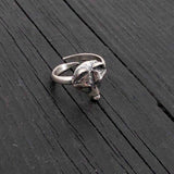 Wolf Face Ring Adjustable Sterling Silver | Small Animal Jewelry for Women