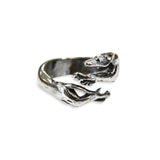 Sterling Silver Greyhound Ring – Sculptured Wrap Band with Oxidized Finish