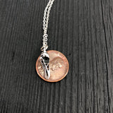 Raven Skull Charm Sterling Silver Necklace - Tiny Bird Skull Pendant With Open Beak Design