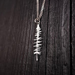Silver Spruce Tree Silhouette Charm Sitka Pendant Necklace Solid Cast 925 Sterling Silver - Moon Raven Designs
