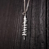 Silver Spruce Necklace – Hand Cast Sterling Silver Tree Charm Pendant