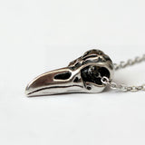 Raven Skull Pendant Engraved Floral Scroll Design 1.5 Inch Bone Necklace