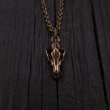 Wolf Skull Necklace - Unique Bronze Pendant With Detailed Animal Skull Charm
