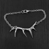 Elk Antler Necklace – Hand Carved Antler Jewelry with Oxidized Silver Finish