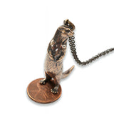 Otter Pendant Necklace – Hand Carved Standing Otter Charm Bronze Jewelry