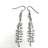 Sterling Silver Tree Earrings – Hand Cast Evergreen Spruce Silhouette Jewelry