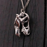Silver necklace with detailed skull pendant, edgy style | Moon Raven