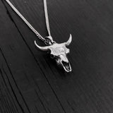 Silver Bison Necklace – Handcrafted Sterling Silver Jewelry With Bison Skull Pendant