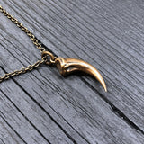 Velociraptor Claw Necklace - Solid Bronze Dinosaur Pendant by Moon Raven Designs