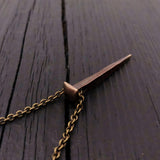 Vampire Nail Necklace - Handcrafted Gothic Bronze Pendant Necklace by Moon Raven Designs