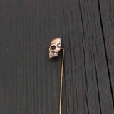 Bronze Ascot Stickpin – Human Skull Pin with Oxidized Bronze Finish & Secure Clutch