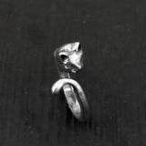 Kitty Cat Ring - Adjustable Silver Cat Tail Finger Wrap With Whisker Detail