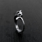 Kitty Cat Ring - Adjustable Silver Cat Tail Finger Wrap With Whisker Detail