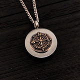 Compass Rose Cremation Necklace – Bronze Memorial Urn Pendant