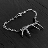 Elk Antler Necklace – Hand Carved Antler Jewelry with Oxidized Silver Finish