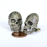Sugar Skull Cufflinks – Oxidized Bronze Floral Skull Accessories by Moon Raven Designs