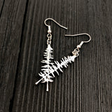 Sterling Silver Tree Earrings – Hand Cast Evergreen Spruce Silhouette Jewelry