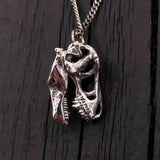 T-Rex Skull Necklace – Sterling Silver Dinosaur Pendant by Moon Raven Designs