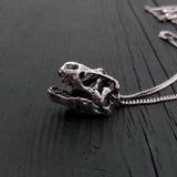 Velociraptor Skull Pendant - Stainless Steel Necklace With Miniature Dinosaur Charm