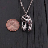 Velociraptor Skull Pendant - Stainless Steel Necklace With Miniature Dinosaur Charm