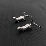 Diving Sea Otter Earrings – Sterling Silver Animal Jewelry by Moon Raven Designs