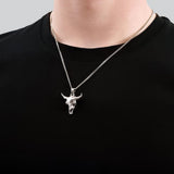 Solid Sterling Silver Bison Skull Necklace - Detailed Americana Jewelry - Unisex Statement Jewelry Gift