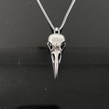 Raven Skull Necklace - Sterling Silver Pendant With Detailed Bird Skull Design
