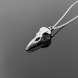 Raven Skull Necklace - Sterling Silver Pendant With Detailed Bird Skull Design